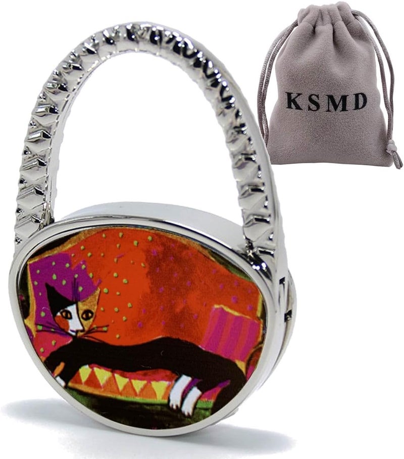 KSMD Animal Design Purse Hooks for Table and Bars,Portable Purse Hanger Organizers Hooks Handbag Holder Pocketbook Holder Bag Storage for Desk Bag Hook,Foldable Folding Table Hook Hanger (Lonely Cat) - Image 1